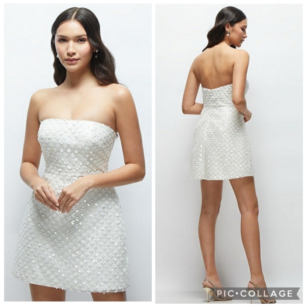 🫧Dessy Collection Strapless Mini Dress in White🫧